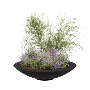 Kvetináč zo sklolaminátu - Misa - Ø 153 x 34 cm - RAL7021 matná (čierna sivá) - S dnom