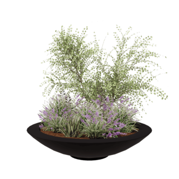 Kvetináč zo sklolaminátu - Misa - Ø 153 x 34 cm - RAL9005 matná (čierna) - S dnom