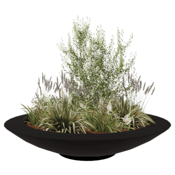 Kvetináč zo sklolaminátu - Misa - Ø 200 x 40 cm - RAL9005 matná (čierna) - S dnom