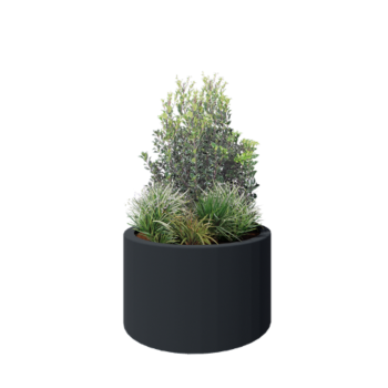 Kvetináč zo sklolaminátu - Okrúhly - Ø 100 x 60 cm - RAL7021 matná (čierna sivá) - S dnom