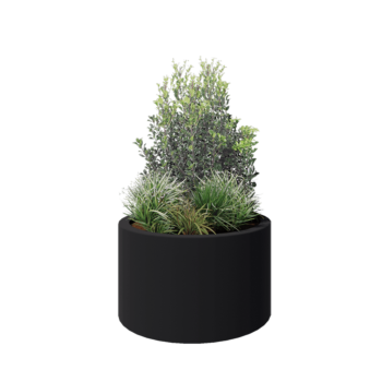 Kvetináč zo sklolaminátu - Okrúhly - Ø 100 x 60 cm - RAL7021 matná (čierna sivá) - S dnom