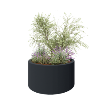 Kvetináč zo sklolaminátu - Okrúhly - Ø 120 x 60 cm - RAL7021 matná (čierna sivá) - S dnom