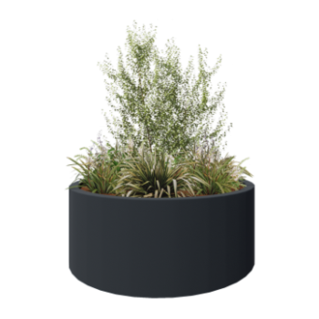 Kvetináč zo sklolaminátu - Okrúhly - Ø 150 x 60 cm - RAL7021 matná (čierna sivá) - S dnom