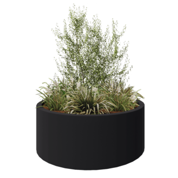 Kvetináč zo sklolaminátu - Okrúhly - Ø 150 x 60 cm - RAL7021 matná (čierna sivá) - S dnom