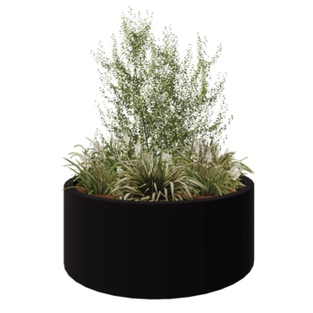 Kvetináč zo sklolaminátu - Okrúhly - Ø 150 x 60 cm - RAL9005 matná (čierna) - S dnom