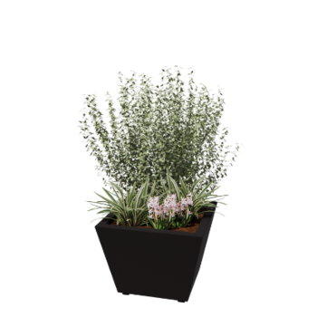 Oceľový kvetináč - Cone - 60 x 60 x 41,5 cm - Zvarený - RAL9005 matný (čierny) - So spodnou doskou