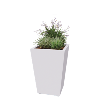 Oceľový kvetináč - Cone - 60 x 60 x 81,5 cm - Zvarený - RAL9010 matný (biela) - So spodnou doskou