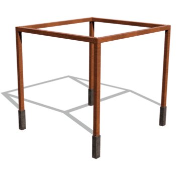 Pergola z cortenovej ocele usporiadanie štvorcový 324 x 300 cm