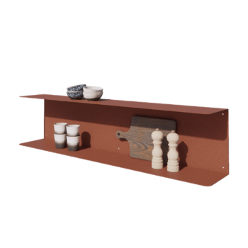 Oceľová polica na stenu - C-tvar - 120 x 20 x 28 cm - Corten look