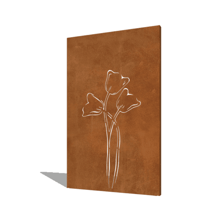 Panel z cortenovej ocele tulipán symetrické 120 x 6 x 190 cm