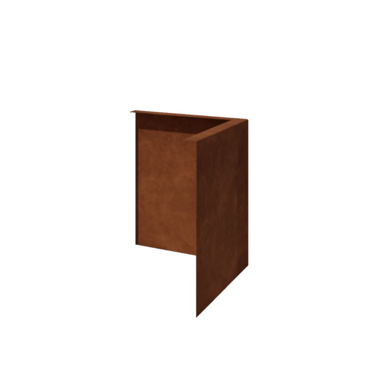 Cortenový záhradný obrubník - Ohýbaná - Vonkový roh - Výška 34 cm