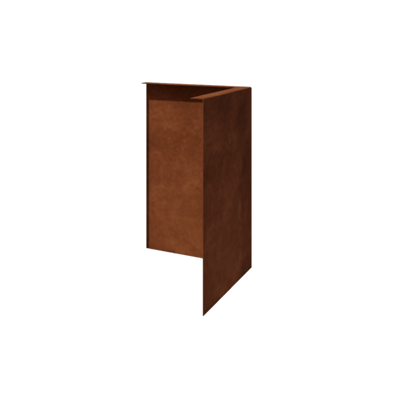 Cortenový záhradný obrubník - Ohýbaná - Vonkový roh - Výška 45 cm