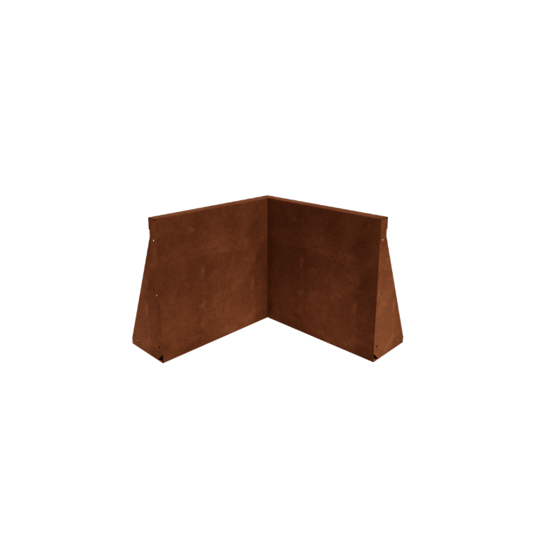 Oporný múr z cortenovej ocele - Vnútorný roh - 50 x 50 x 50 cm