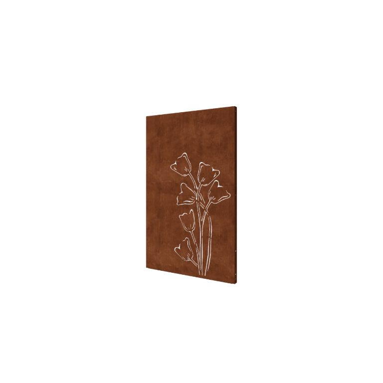 Panel z cortenovej ocele tulipán asymetrické 120 x 6 x 190 cm