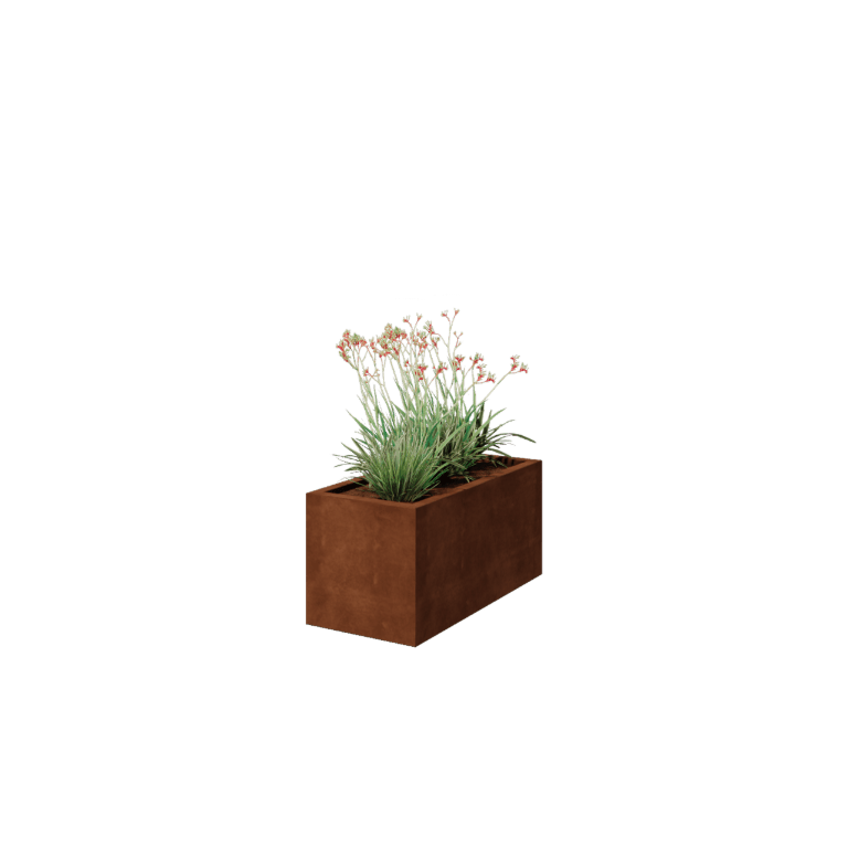 Cortenový kvetináč - Obdĺžnik - 100 x 50 x 50 cm - Zvarený - So spodnou doskou