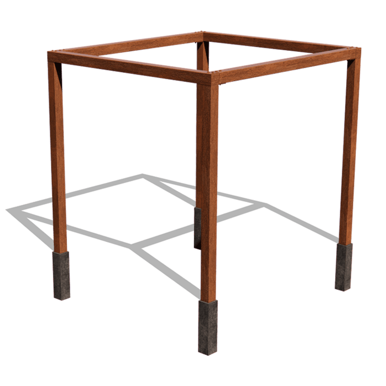 Pergola z cortenovej ocele usporiadanie štvorcový 274 x 250 cm