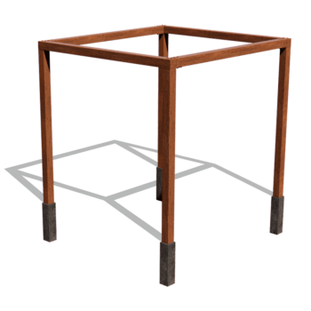 Pergola z cortenovej ocele usporiadanie štvorcový 274 x 250 cm