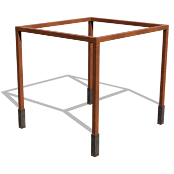 Pergola z cortenovej ocele usporiadanie štvorcový 324 x 300 cm