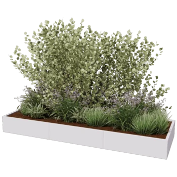 Oceľový kvetináč XXL - Obdĺžnik - 300 x 100 x 80 cm - Iná farba RAL - Bez spodnej dosky