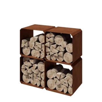 Prístrešok na drevo z cortenovej ocele - Colorado 4 kusy - 40 x 40 x 40 cm