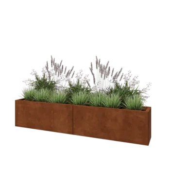 Cortenový kvetináč XXL - Obdĺžnik - 200 x 30 x 40 cm - So spodnou doskou