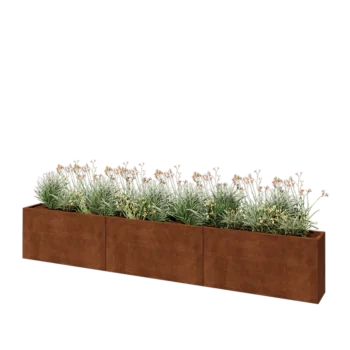 Cortenový kvetináč XXL - Obdĺžnik - 360 x 30 x 60 cm - So spodnou doskou
