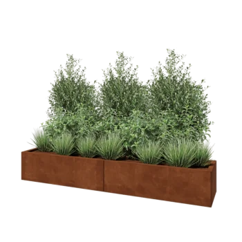 Cortenový kvetináč XXL - Obdĺžnik - 200 x 40 x 30 cm - So spodnou doskou