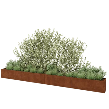 Cortenový kvetináč XXL - Obdĺžnik - 480 x 40 x 40 cm - So spodnou doskou