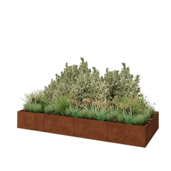 Cortenový kvetináč XXL - Obdĺžnik - 320 x 120 x 40 cm - So spodnou doskou