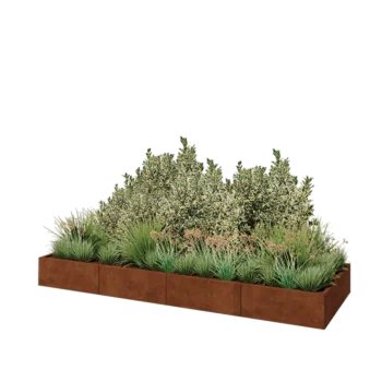 Cortenový kvetináč XXL - Obdĺžnik - 320 x 100 x 30 cm - So spodnou doskou