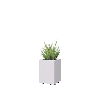 Oceľový kvetináč - Štvorec - 30 x 30 x 40 cm - RAL9010 matný (biela) - So spodnou doskou - S nohami