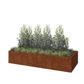 Cortenový kvetináč XXL - Obdĺžnik - 320 x 120 x 60 cm - So spodnou doskou