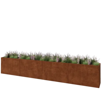 Cortenový kvetináč XXL - Obdĺžnik - 480 x 50 x 80 cm - So spodnou doskou