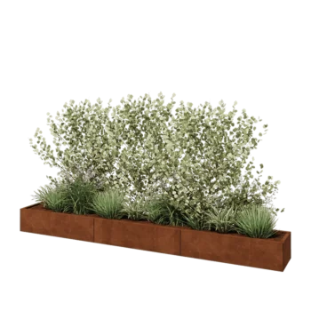 Cortenový kvetináč XXL - Obdĺžnik - 360 x 40 x 30 cm - So spodnou doskou