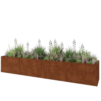 Cortenový kvetináč XXL - Obdĺžnik - 480 x 80 x 80 cm - So spodnou doskou