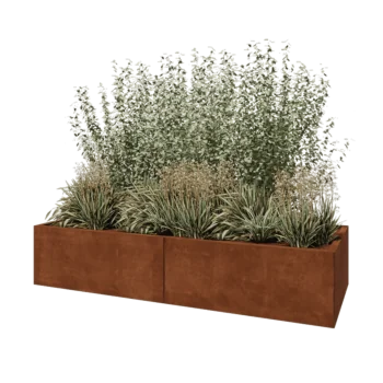 Cortenový kvetináč XXL - Obdĺžnik - 200 x 80 x 40 cm - So spodnou doskou