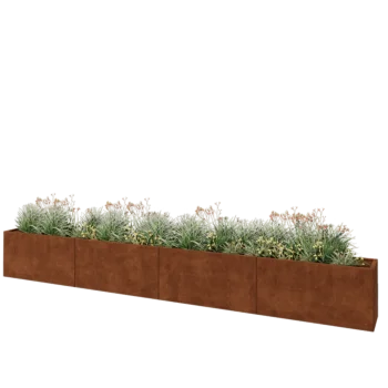 Cortenový kvetináč XXL - Obdĺžnik - 480 x 40 x 60 cm - So spodnou doskou