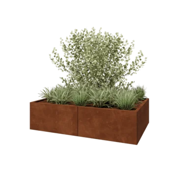 Cortenový kvetináč XXL - Obdĺžnik - 160 x 100 x 40 cm - So spodnou doskou
