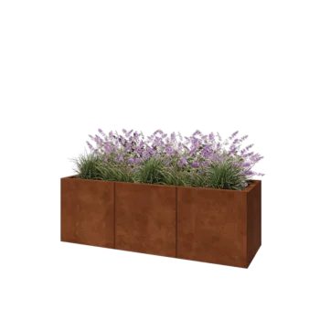 Cortenový kvetináč XXL - Obdĺžnik - 150 x 50 x 50 cm - So spodnou doskou