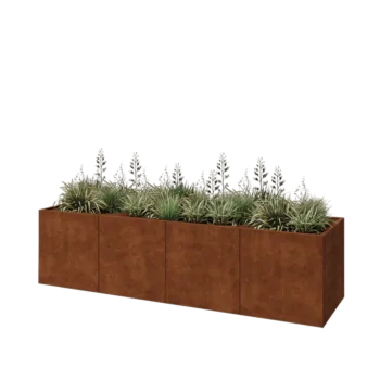 Cortenový kvetináč XXL - Obdĺžnik - 320 x 80 x 80 cm - So spodnou doskou