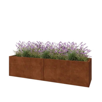 Cortenový kvetináč XXL - Obdĺžnik - 200 x 50 x 50 cm - So spodnou doskou