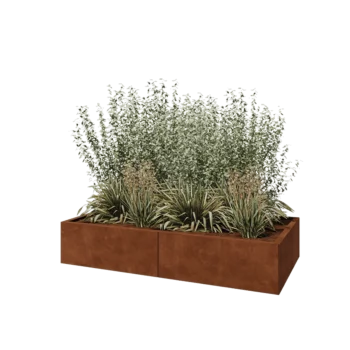 Cortenový kvetináč XXL - Obdĺžnik - 160 x 80 x 30 cm - So spodnou doskou