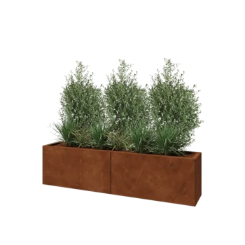 Cortenový kvetináč XXL - Obdĺžnik - 160 x 30 x 40 cm - So spodnou doskou