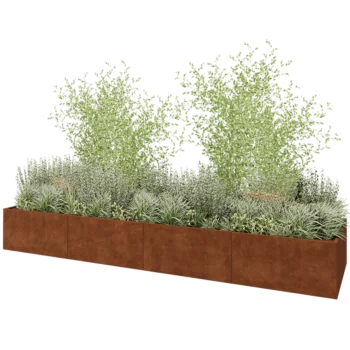 Cortenový kvetináč XXL - Obdĺžnik - 480 x 120 x 60 cm - So spodnou doskou