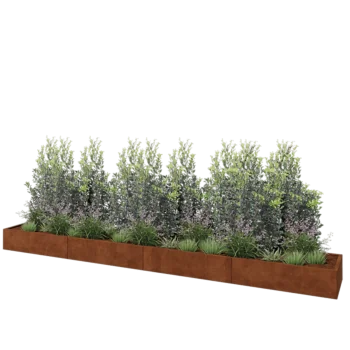 Cortenový kvetináč XXL - Obdĺžnik - 480 x 60 x 30 cm - So spodnou doskou