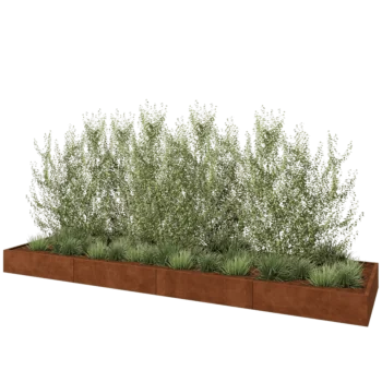 Cortenový kvetináč XXL - Obdĺžnik - 480 x 120 x 30 cm - So spodnou doskou
