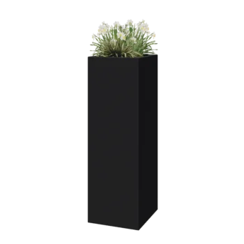 Kvetináč zo sklolaminátu - Štvorec - 40 x 40 x 120 cm - RAL7021 matná (čierna sivá) - S dnom