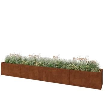 Cortenový kvetináč XXL - Obdĺžnik - 480 x 60 x 60 cm - So spodnou doskou