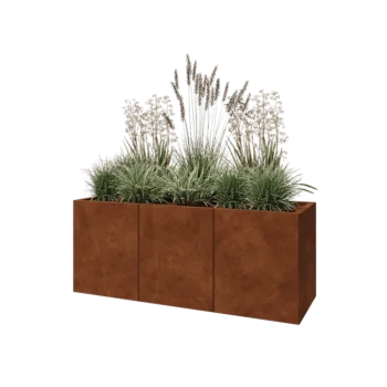 Cortenový kvetináč XXL - Obdĺžnik - 150 x 50 x 60 cm - So spodnou doskou