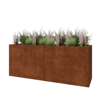 Cortenový kvetináč XXL - Obdĺžnik - 200 x 60 x 80 cm - So spodnou doskou